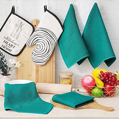 Homaxy 100% Cotton Waffle Weave Kitchen Dish Cloths, Ultra Soft Absorbent  Quick Drying Dish Towels, 12x12 Inches, 6-Pack, Teal