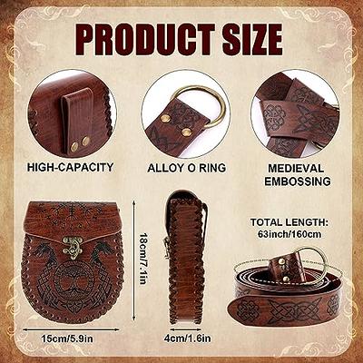 2pcs Medieval Viking Belt Faux Leather Belt Pouch Renaissance