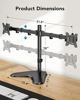 HUANUO Dual Monitor Stand with Standing Height Adjustable 2 Arm Monitor  Mount for 13 to 32 inch LCD Screens with Swivel and Tilt, 17.6lbs per Arm