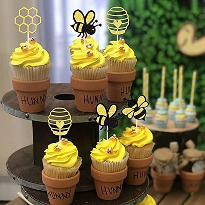 Gyufise 24Pcs Bumble Bee Cupcake Toppers Glitter Heart Honeycomb Bee  Cupcake Picks BaBy Shower Cake Decorations for Bee Theme Baby Shower Kids