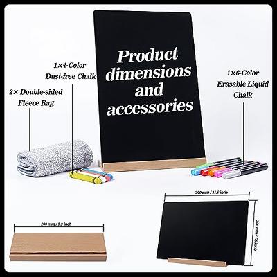 12 Pack Tabletop Mini Chalkboard Signs with Wood Base, 6 x 8 Inch