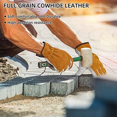 OZERO Leather Work Gloves Flex Grip Tough Cowhide Gardening Glove for Wood Cutting/Construction/Truck Driving/Garden/Yard Working for Men and Women 1