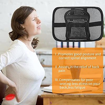 Samyoung 2 Pack Mesh Back Lumbar Support, Back Support Seat Cushion with  Breathable Mesh for Office Chairs Car 12” x 16” (2 Pack-Black)