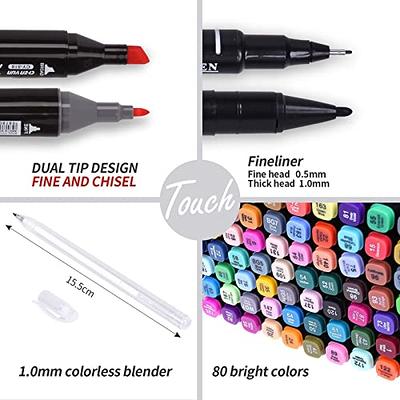 Smart Color Art Art Markers, 44 Coloring Markers and 1 Blender, 45 Pack  Alcohol Based Dual Tip Permanent Highlighters with Case, Excellent for  Adults