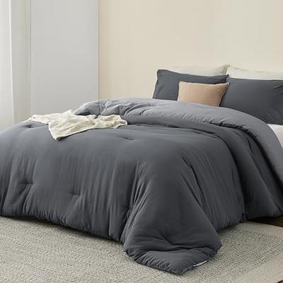 Bedsure California King Comforter Set - Dark Grey Cal King Size Comforter,  Soft Bedding for All Seasons, Cationic Dyed Bedding Set, 3 Pieces, 1