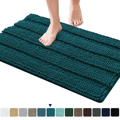 Subrtex Chenille Bathroom Rugs Soft Super Water Absorbing Shower Mats - 24x60 - Taupe Brown