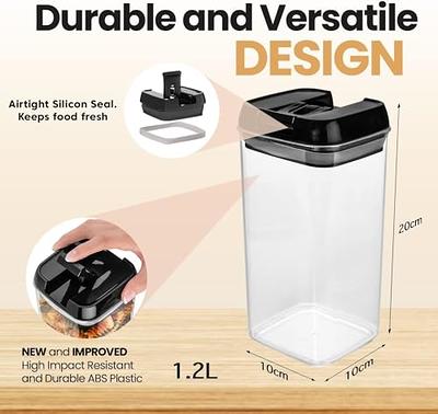 Shazo Airtight Food Storage Container (Set of 6) - BONUS Measuring Cup -  Labels & Marker - Durable Plastic - BPA Free - Clear with Improved Lids  (Black) - Air T…
