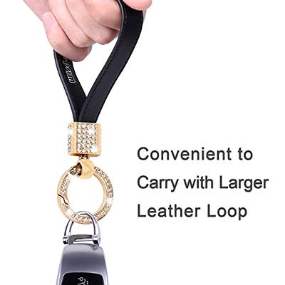 Wisdompro Genuine Leather Car Keychain, Universal Bling Key FOB Keychain  Holder Leather Key Chains Women for Car Keys with Anti-lost D-ring, 2  Keyrings, 360 Degree Rotatable - Black - Yahoo Shopping