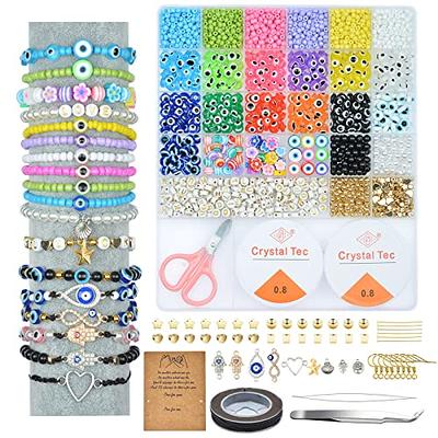 STOPKLAS 7500 Clay Beads Bracelet Making Kit, 28 Colors Flat Round Polymer  Clay Beads for Jewelry Making, Spacer Heishi Beads with Pendant Charms Evil