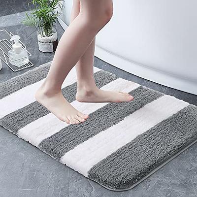 LOCHAS Cream Bathroom Rug Bath Rugs Set of 2, Thick Soft Striped Shaggy  Chenille Bath Mats for Bathroom Non Slip, Dry Fast Extra Large Bathroom Rugs(20  x 32/17 x 24)