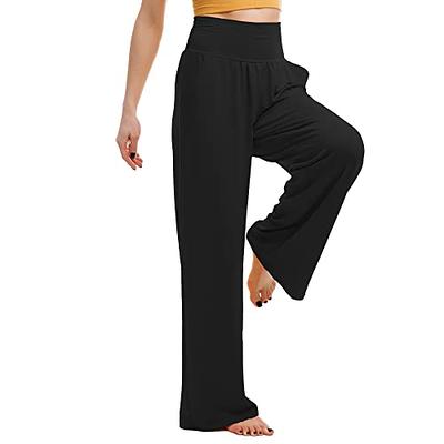  G4Free Wide Leg Yoga Pants High Waist Dress Pants Loose  Lounge Pants Stretch Casual Palazzo Lounge Pants Straight Leg