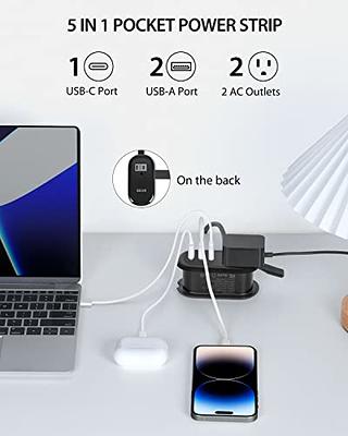 Retractable Power Strip Extension Cord Reel with USB C PD 20W