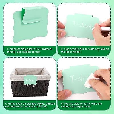 Metal Pantry Baskets Labels Clip on for Storage Bins with White Chalk Markers (18 Black Holders + 4 White Chalk Makers)