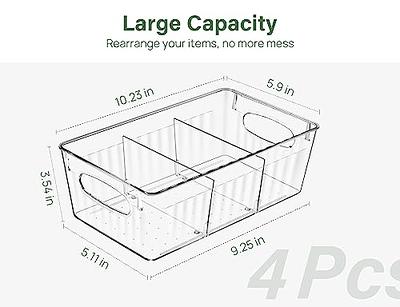  Set of 8, Stackable Clear Bins with Removable Dividers