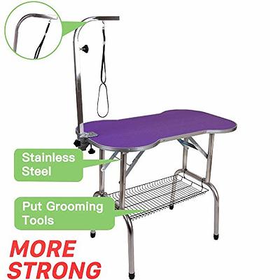 HQSLC Dog Breeding Stand,Stainless Steel Dog Grooming Stand with Collar Adjustable Height and Length ,Pet Bath Fixed Bracket (L)