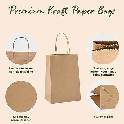 BagDream Kraft Paper Bags 100pcs 5.25x3.75x8 Inches Small Paper Gift Bags with Handles Bulk Paper Shopping Bags Kraft Bags Party Bags Brown Bags