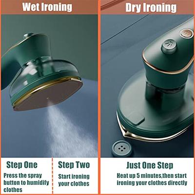  Mini Iron for Clothes, Portable Travel Iron Support Dry Wet  Ironing, Steam Iron Handheld Ironing Machine (Dark Green): Home & Kitchen