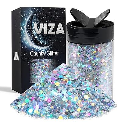 Renfio 28 Colors Holographic Chunky Glitter Set, 9.87oz 280g Chunky Glitter  Sequins PET Flakes Mixed Fine Glitters for Crafts, Nail Art, Tumber, Hair