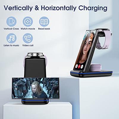 Wireless Charger for Samsung Charging Station & Android Multiple Devices 3  in 1 Fast Charger Stand for Phone Galaxy Z Flip 5/4/3 Z Fold S24 S23 Ultra