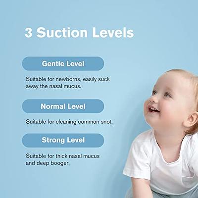 Electric Nasal Aspirator for Baby Baby Nose Sucker for Toddlers -  Rechargeable with 3 Silicone Heads 5-Gear Adjustable Suction Booger Sucker  for Babies with Music and Light Soothing Function