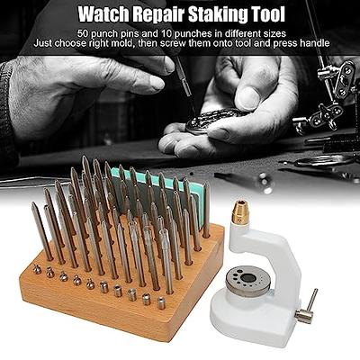 VBESTLIFE Watch Repair Staking Tool, Watchmaker Jewelling Punching Kit, 50  Punch Pins and 10 Punches, Ergonomic Non Slip Handle - Yahoo Shopping