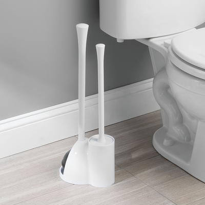 Great Value Bowl Brush Plunger and Caddy, White