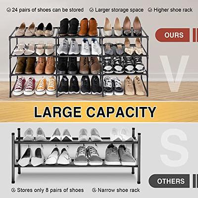  Fouews Small Shoe Rack, Narrow Stackable Shoe Shelf