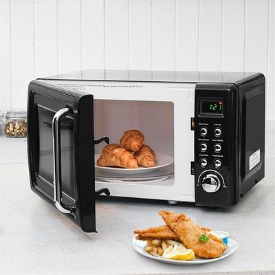 SIMOE Small Microwave Oven, 0.7 Cu Ft 700W Countertop Retro Microwave with  8 Auto-cooking Set & Defrost, Child Lock, Compact Microwave w/10 Inch