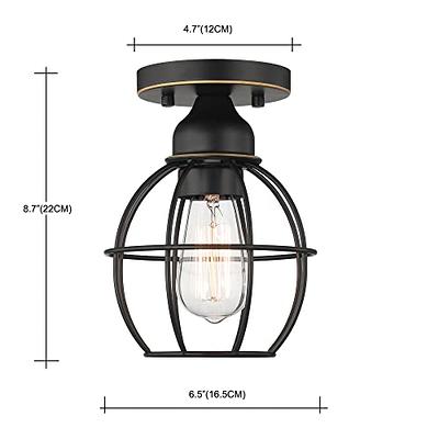 MAXvolador Industrial Semi Flush Mount Ceiling Light, Clear Glass Pendant  Lamp Shade, Farmhouse Lighting for Hallway, Vintage Hanging Light Fixtures  