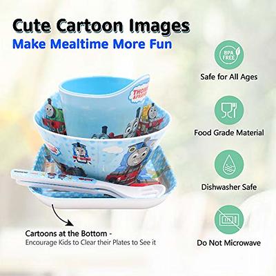 1 Set Kids Tableware Set Cartoon Bowl Spoon Fork Dinnerware with Lid Fork  Spoon Straw Plate