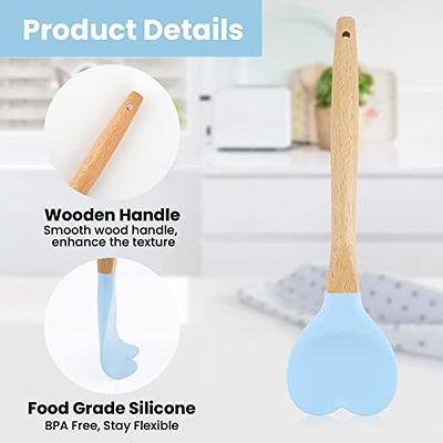 Soup Spoon Hanging Hole Silicone Mixing Spoon Solid Color Heart