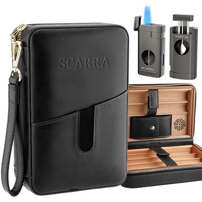 CIGAIOL Leather Cigar Humidor, Premium Travel Humidor with Lighter,  Portable Cigar Case with Shoulder Strap, Cigar Accessories Set for up to 6  Cigars
