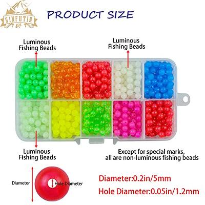 Vinfutin 1000pcs Fishing Beads Assorted Set,Diameter 0.2in Round