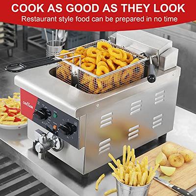 CROSSON 6L Electric Countertop Deep Fryer Extra Large with Drain