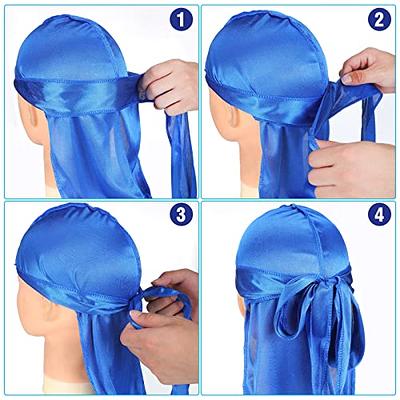 4PCS Silky Durags for Men Women 360 Waves with 1 Wave Cap, Silky