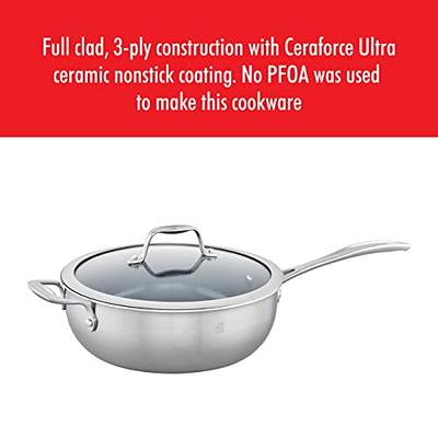 ZWILLING 1 Qt. Stainless Steel Ceramic Non-Stick Sauce Pan, Clad