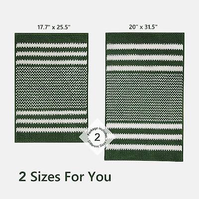 Tindbea Bathroom Rugs Set 2 Piece, Extra Soft and Absorbent Fluffy Striped  Chenille Bath Mat Rug Set, Non Slip Bathroom Floor Mat, Machine Washable