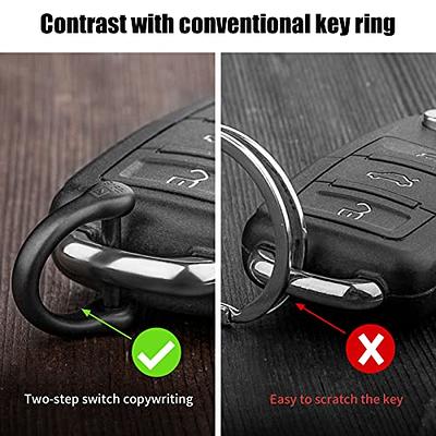 TISUR Key Ring with Screw Shackle,Black Key Rings Heavy Duty Keyrings for Keys,DIY Key Fob D Rings Keychain 2pcs (1/2'', Black/Titanium)