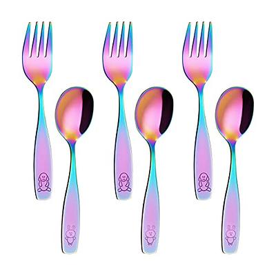 LIANYU 10-Piece Kids Silverware Set, Rainbow Toddler Utensils