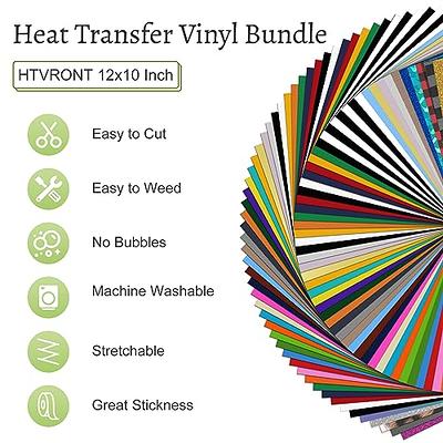 HTVRONT Heat Transfer Vinyl Bundle - 66 Pack 12x10in Iron on Vinyl for t  Shirts, 40 Assorted Colors HTV Vinyl with Teflon Sheet, Standard Sticky  Cutting Mat, Weeding Hook - Yahoo Shopping