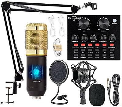 XLR Condenser Microphone, Studio Mic Kit with Boom Arm Stand, Shock Mount,  Pop F