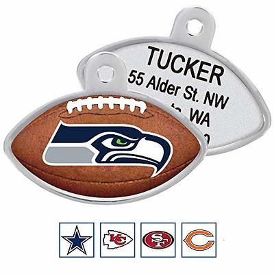 GoTags Personaized NFL Dog Tags, Seattle Seahawks, Football Shape