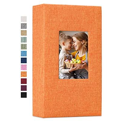 Vienrose Linen Photo Album 300 Pockets for 4x6 Photos Fabric Cover Photo Books Slip-In Picture Albums Wedding Family Valentines, Orange