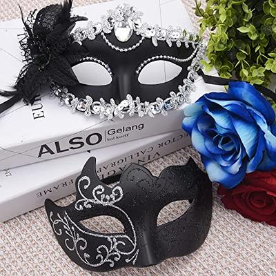 IDOXE Golden Black Couple Masquerade Masks Set Venetian Party Mask