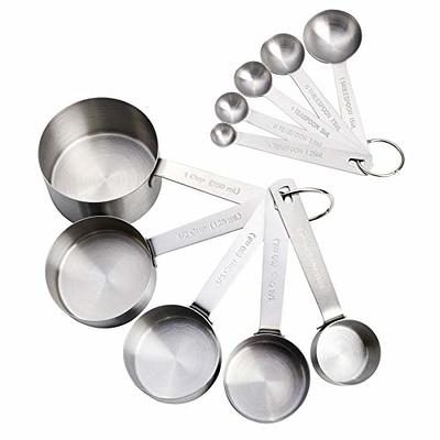 LIFETOWE Stainless Steel Measuring Cups and Spoons Set of 15 - Includes 7  Nesting Metal Measuring Cups, 8 Magnetic Measuring Spoons set - Ideal