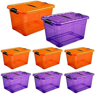 Sweetude 8 Pcs Halloween Plastic Storage Bin with Lids Purple