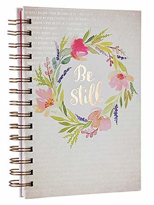 Christian Art Gifts Journal W/Scripture for Women Give Thanks Psalm 106:1 Bible Verse White/Gold 192 Ruled Pages, Large Hardcover Notebook, Wire Bound