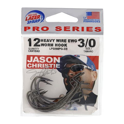 Eagle Claw Lazer Sharp Jason Christie Heavy Wire EWG Worm Fishing Hooks,  Size 3/0, 12 Pack - Yahoo Shopping