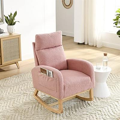 Modern Tall Back Accent Rocker Chair Fabric Upholstered Armchair with Side  Pockets, Leisure Single Sofa for Livingroom, Yellow - Yahoo Shopping