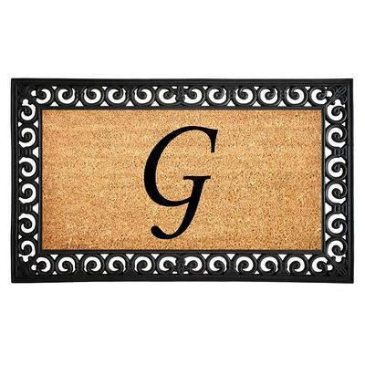 A1 Home Collections A1hc Welcome Mat Black/Beige 24 in. x 39 in. Coir PVC Classic Border Heavy Duty Door Mat